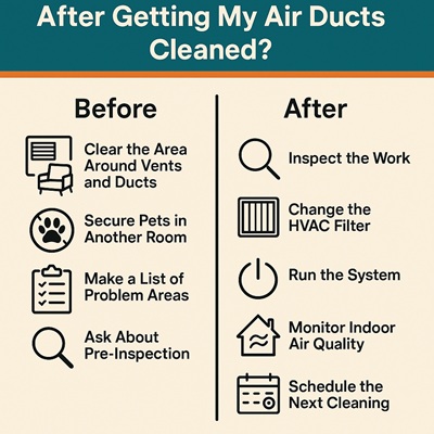 What Should I Do Before and After Getting My Air Ducts Cleaned?